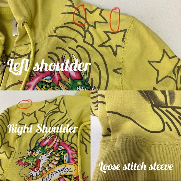 Authentic Ed Hardy by Christian Audigier yellow zip up hoodie - Picture 11 of 11